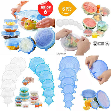 Silicone Stretch Lids Set of 6 – Reusable, Food-Grade, Leakproof, Multi-Size Covers for Bowls, Containers & Fruits | BG0005